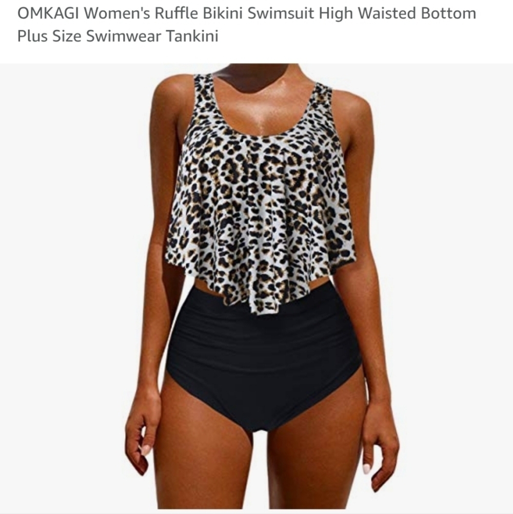 Women's Ruffle Bikini Swimsuit High Waisted Bottom Plus Size Swimwear Tankini